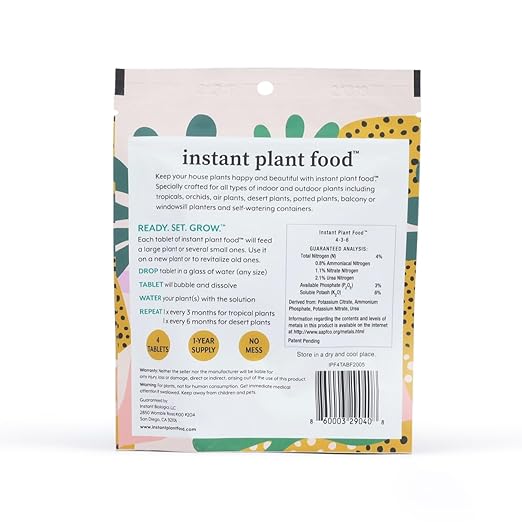 Houseplant Fertilizer & Indoor Plant Food | Self-Dissolving Tablets | Make Feeding Your Plants a Breeze | Instant Plant Food (4 Tablets)