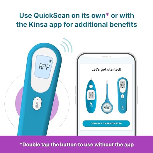 Kinsa QuickScan Smart Forehead Thermometer for Adults, Kids and Babies, No-Touch Digital Thermometer, App-Connected Family Health Tracking, Fast Accurate Fever Readings