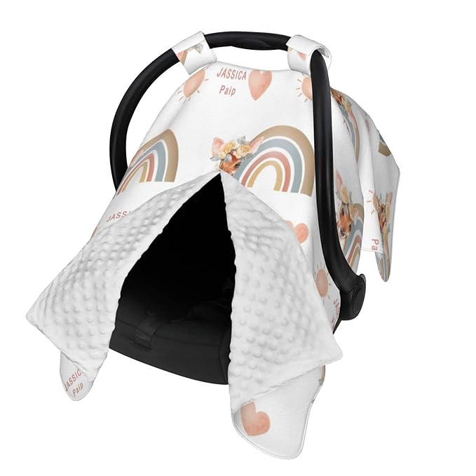 Personalized Baby Name Car Seat Covers for Girls,Nursing Custom Carseat Canopy for Babies Boy Winter Breastfeeding Cover Car Seat Canopies for Newborn Infant Toddler