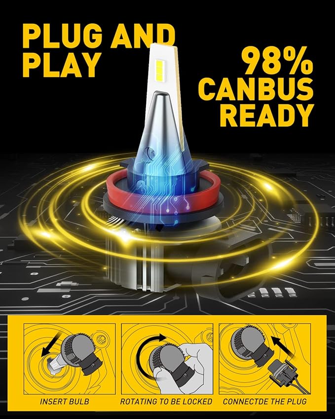 AUXITO H11 H8 H16 LED Fog Light Bulb, 400% Brightness Super Bright, 6500K Cool White, Plug and Play, Fanless H11 Halogen Replacement Fog lights DRL Bulbs for Vehicle, Pack of 2