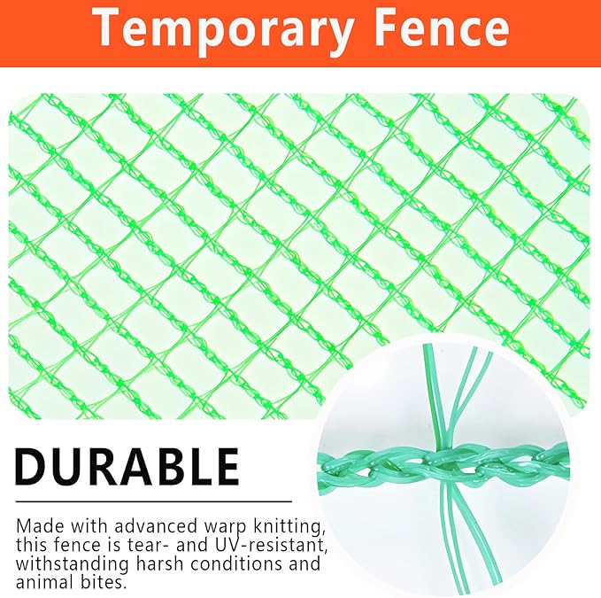 4'x65' Garden Fence Temporary Fence Plastic Fence Safety Fencing Snow Fencing for Poultry Deer Rabbit Chicken Dog Animal Barrier Green