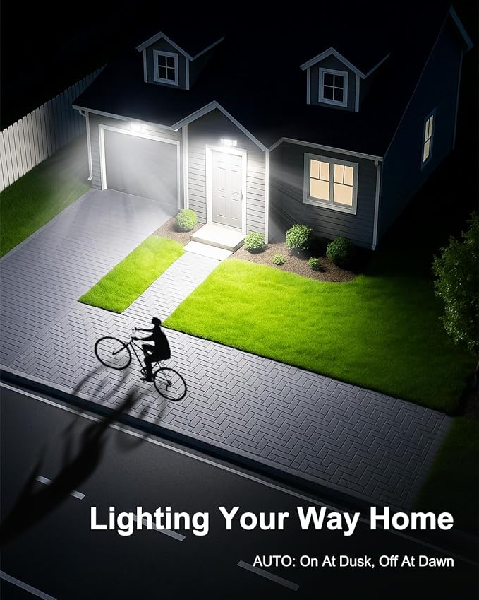 Motion Sensor Outdoor Light, 188 LED 4200LM Flood Lights Outdoor, 6500K Daylight, 3 Modes with Remote Control, IP65 Waterproof, Adjustable Heads, Hardwired 120V for Garage, Yard, Porch, 1 Pack White