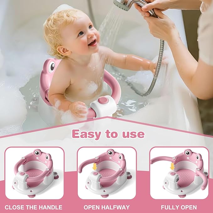 Baby Bath Seat for Babies 6 Months & up Non-Slip Toddler Bath Seats for Sitting Up Infant Bathtub Chair with Suction Cups and Soft Cushion for Baby Shower Tub Seat