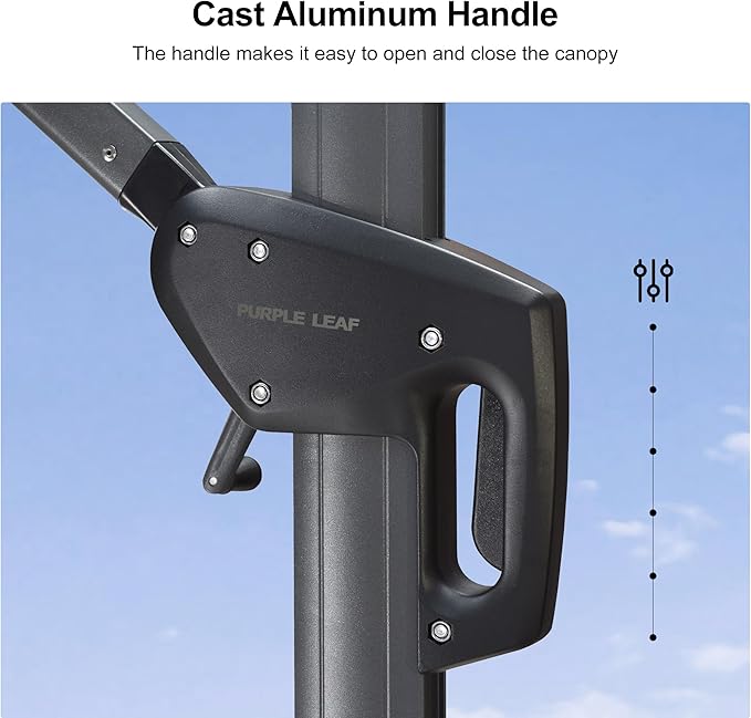 PURPLE LEAF 8 Feet Square Cantilever Umbrella Patio Umbrella with Base Outdoor Umbrella Aluminum Offset with 360-degree Rotation for Garden Deck Pool Patio Black