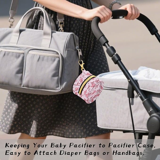 Western Cowboy Bow Pink Print Pacifier Holder Case for Diaper Bag Portable Travel Pacifier Storage Case with Clip Newborn Baby Pouch for Baby Boys Girls Purse Outdoor