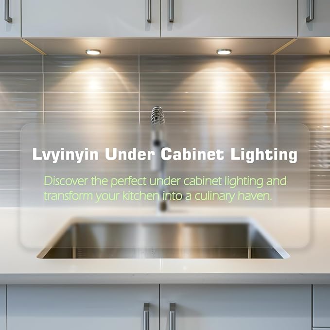Slim Under Cabinet LED Puck Lights, 110V Wired Accent Lighting Kit, Plug-in & Direct Hardwiring, Daisy Chained linkable, RF Remote Dimmable, Black Cables, Warm White 2700K, 12 Lights