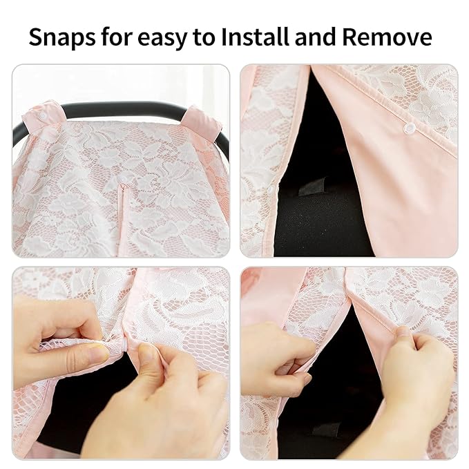 Baby Carseat Canopy Cover with Bow for Girls Boys with Bow Stroller and Cart Cover Carseat Nursing Cover for Newborn