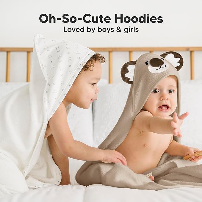 KeaBabies Hooded Baby Towel for Newborn - Viscose Derived from Bamboo Large Baby Bath Towels with Hood for Boys, Girls, Toddler, Extra Absorbent & Soft Newborn Bath Essentials (Alpaca, Regular)