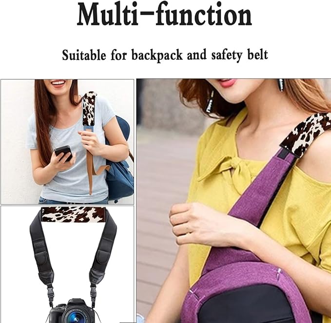 Biyejit Cow Hide Print Universal Car Seat Belt Pads Cover Shoulder Strap Covers for Car & Bag 2 Packs