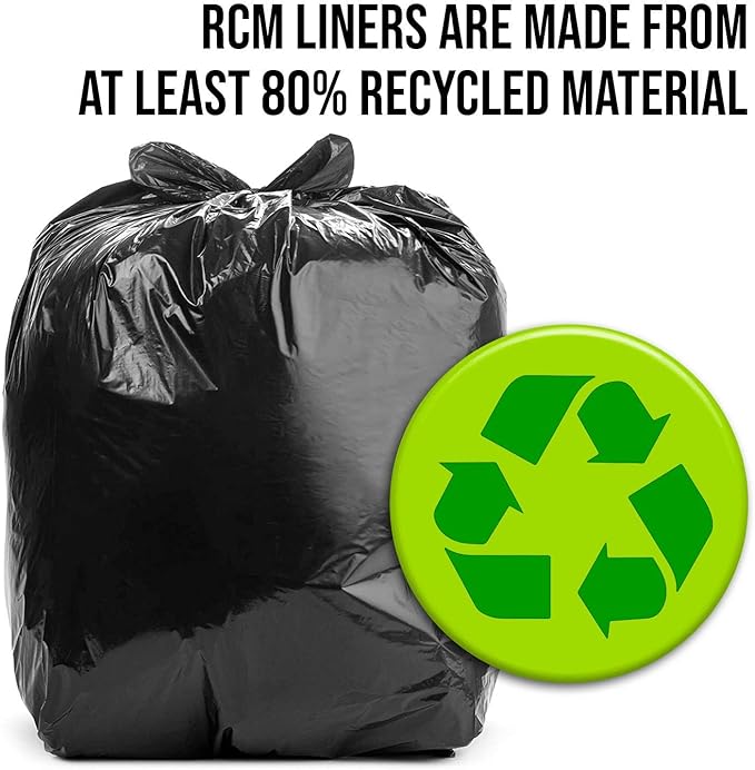Aluf Plastics 44 Gallon 1.5 MIL Black Heavy Duty Trash Bags