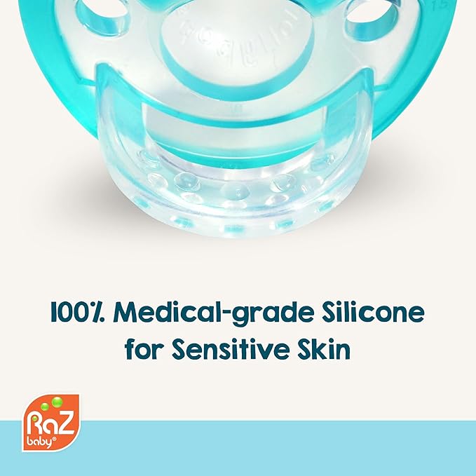 RaZbaby Jollypop Pacifier for Newborns & Up, USA Made, Natural Shaped Orthodontic Binky, Lovingly Shared in NICUs & Hospitals Worldwide, Medical-Grade 100% BPA-Free - 0-3 Months, 2 Pack - Orange