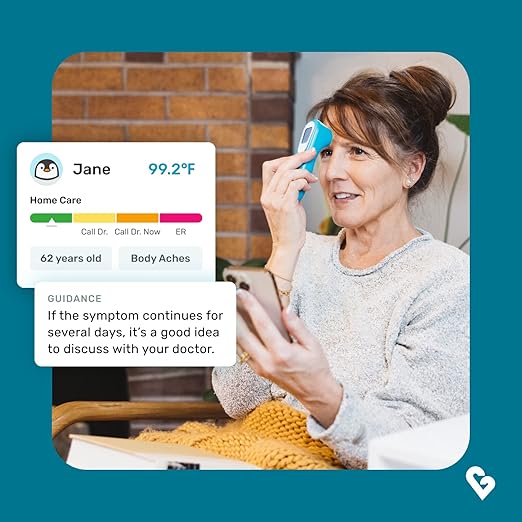 Kinsa QuickScan Smart Forehead Thermometer for Adults, Kids and Babies, No-Touch Digital Thermometer, App-Connected Family Health Tracking, Fast Accurate Fever Readings