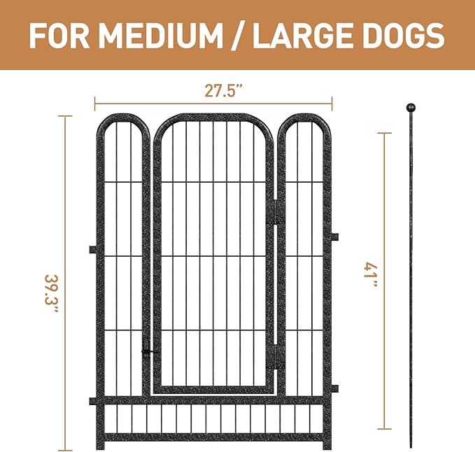 Metal Dog Playpen, 40 Inch Height 8 Panels, Ideal Dog Fence for Large/Medium/Small Dogs Indoor & Outdoor Bliss, Perfect Dog Pen for Camping, Yard, and RV | Black-Silver