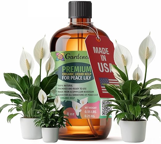 GARDENERA Premium Organic Seaweed & Kelp Superfood for Peace Lily Plants - 8 oz - Liquid Kelp Fertilizer Concentrate (Makes 45 Gallons)