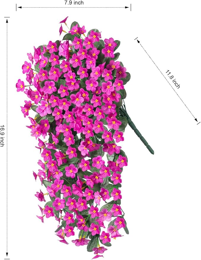 Artificial Fall Fake Hanging Flowers Plants for Outdoor Outside, 2 PCS Faux Silk Daisy Mums Fuchsia Orchid Long Vines UV Resistant Look Real for Home Porch Patio Window Planter Decoration