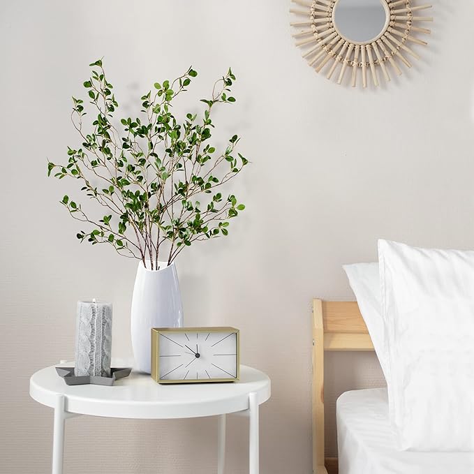 Sggvecsy 43’’ 3Pcs Artificial Ficus Branches Faux Leaf Spray Green Eucalyptus Branches Artificial Greenery Stems Fake Ficus Twig Plants for Home Office Wedding Vase Filler Shop Decoration