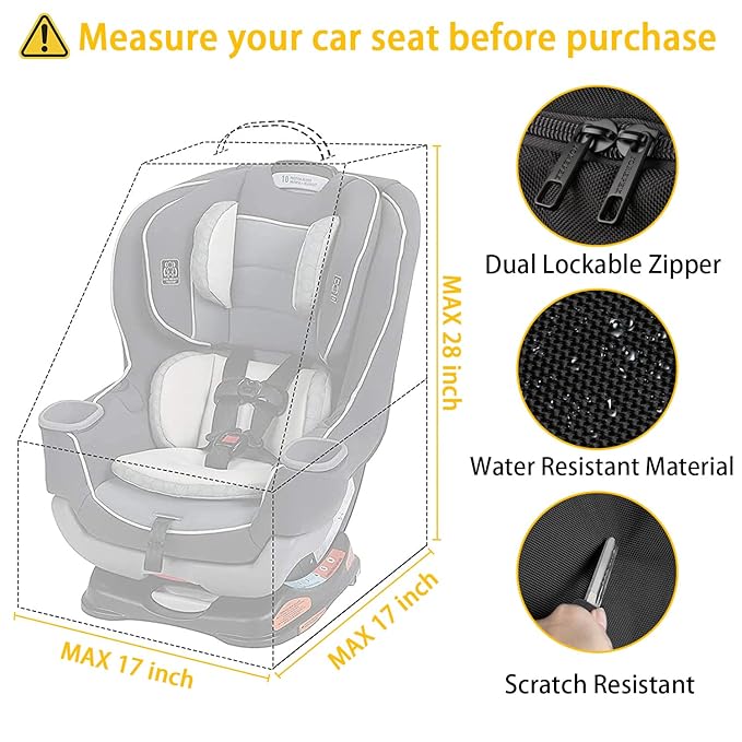 YOREPEK Padded Car Seat Travel Bag Backpack for Airplane, Heavy Duty Car Seat Bags for Air Travel, Carseat Cover for Airplane Travel with Shoulder Strap, Car Seats Carrier for Airport, Black