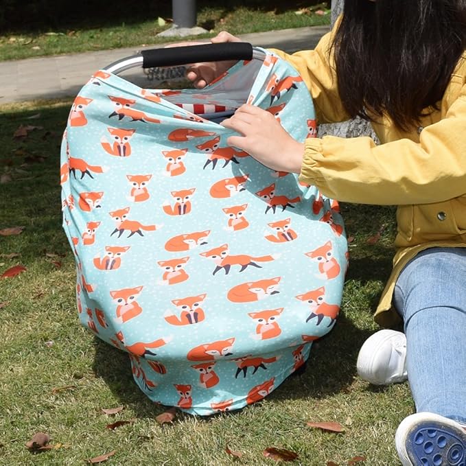 Nursing Cover,Breastfeeding Scarf,Baby Car Seat Covers Canopies,Infant Stroller Cover for Girls and Boys Baby Shower Gifts (Fox)