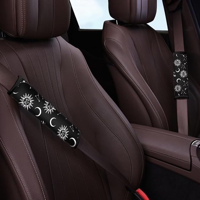 AFPANQZ Moon Star 2pcs Universal Car Seat Belt Pads Cover Vehicle Seat Belt Comfort Shoulder Pads for Adults Comfortable Pads Cushion for Adults Kids Non-Slip Shoulder Straps