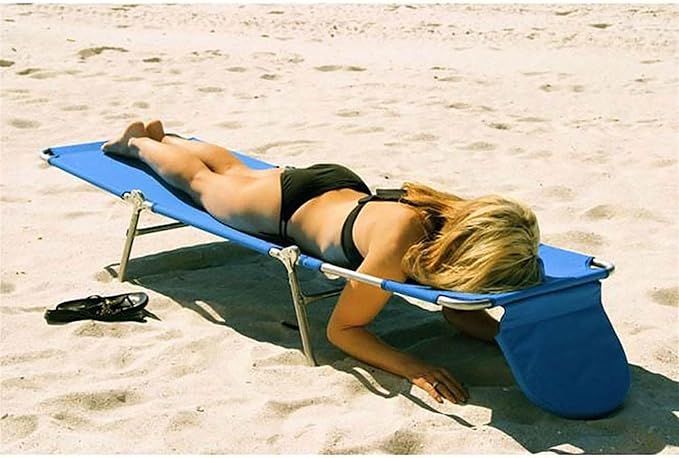 Ostrich Beach Lounge Chair, Folding & Reclining Outdoor Chaise Lounger, Blue - Portable Adjustable Recliner Chair for Lawn, Pool, Patio, Garden, and Yard