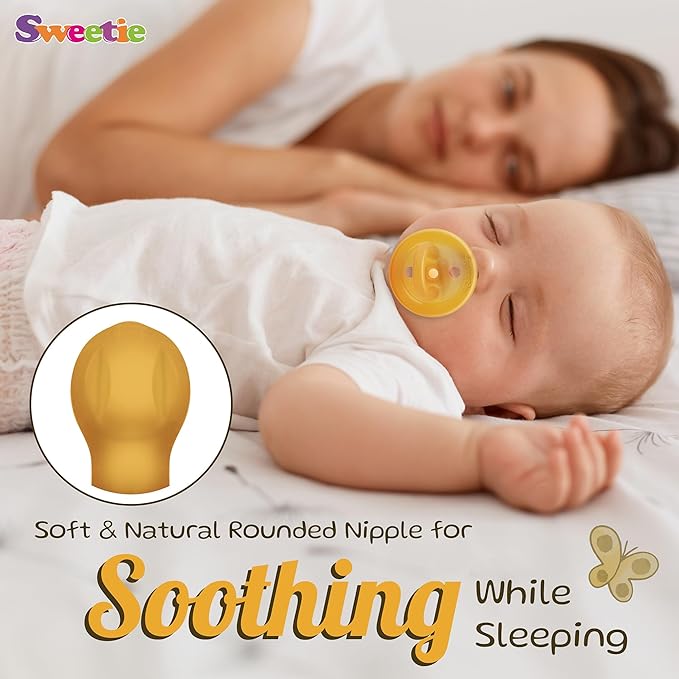 SWEETIE Rubber Pacifier Natural Rubber Pacifier Rounded (Natural Color, 0-6 Month)
