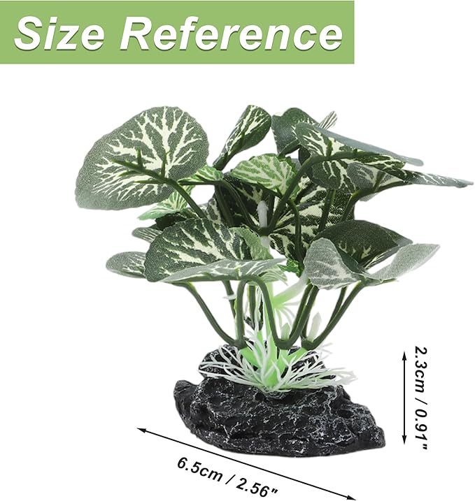 Aquarium Plastic Plants, Silk Aquarium Plants, Silk Plants for Betta Fish Tank, Plastic Plant Decoration for Aquarium, Green, Round Leaves, 3.94" Tall