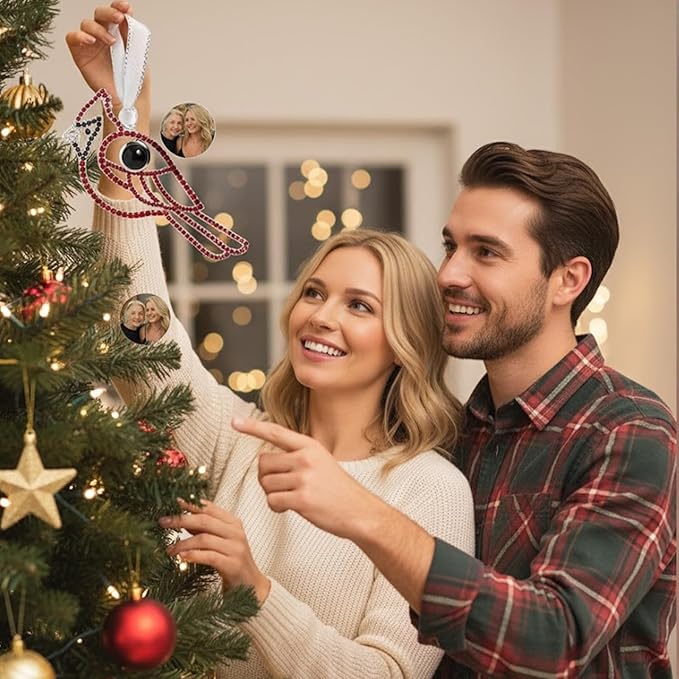 NAZENTI Personalized Christmas Ornaments with Photo Inside – Custom Cardinal 2025 Projection Pendant for Home, Custom Photo Ornaments for Christmas Tree, Xmas Decorations, Keepsakes for Grandparents