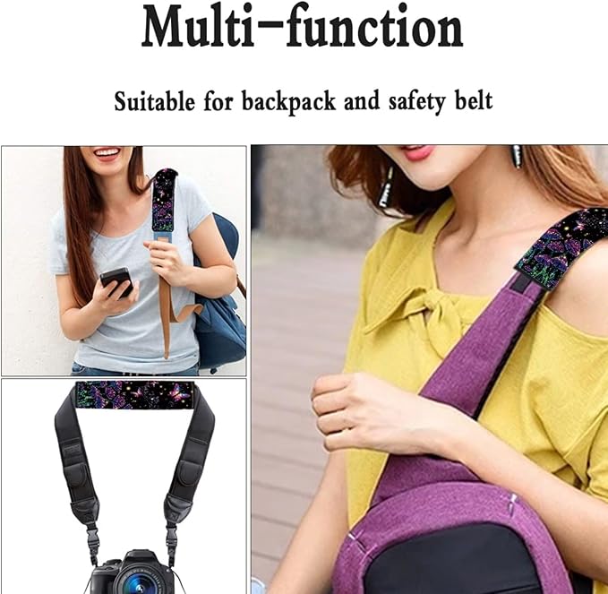 UNICEU Mushroom Butterfly Print Auto Seat Belt Cover Shoulder Pad for Most Vehicle SUV Truck 2Piece Set Car Accessory for Women