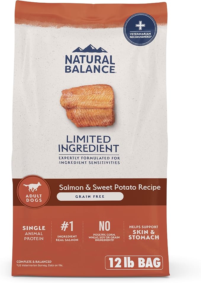Natural Balance Limited Ingredient Grain Free Salmon & Sweet Potato Dry Dog Food, Sensitive Stomach, 12 lb (Pack of 1)