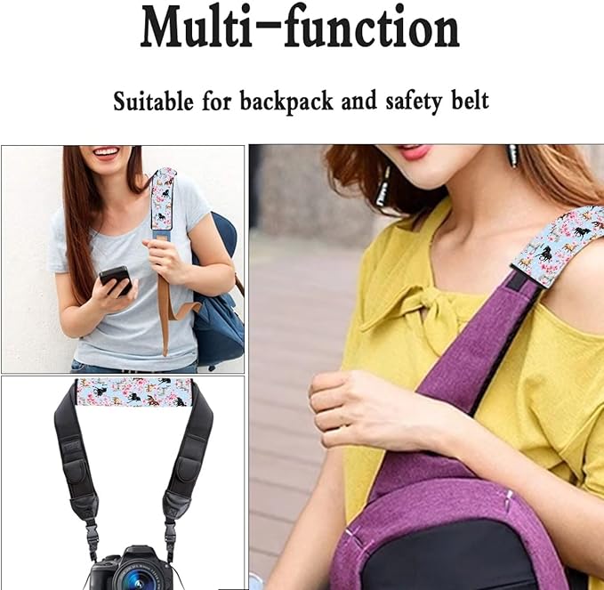 AFPANQZ Horse Cherry Blossoms 2 Pack Car Seat Belt Pads Covers Harness Universal Fit Cute Safety Seatbelt Comfortable Pads Cushion for Adults Kids Non-Slip Shoulder Straps