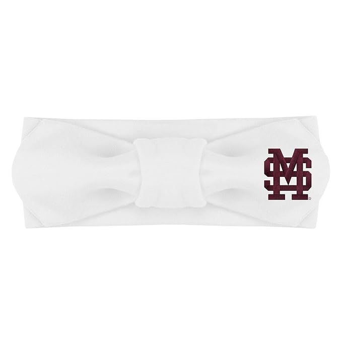 Creative Knitwear Mississippi State Bulldogs Infant Girls White Solid Hair Knot Headband Embroidered Logo - Size Newborn - 4T