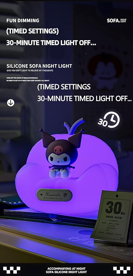 Cute Cinnamoroll Night Light, Cartoon dimmable sili Cone Children's Night Light, Long Battery Life, Rechargeable Cute Light, Toddler Night Light, Gift for Boys and Girls(Blue Comolo)
