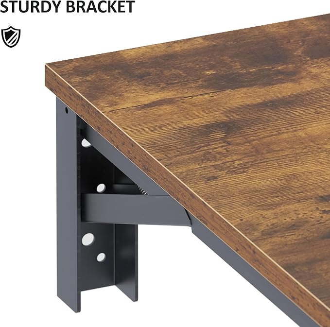 Need Wall Mounted Folding Table - Heavy Duty Small Fold Down Dining Table Length 30" Width 20" Perfect Addition to Home Office/Laundry/Home Bar/Kitchen & Dining Room Rustic Brown AC15-7650FG-ND