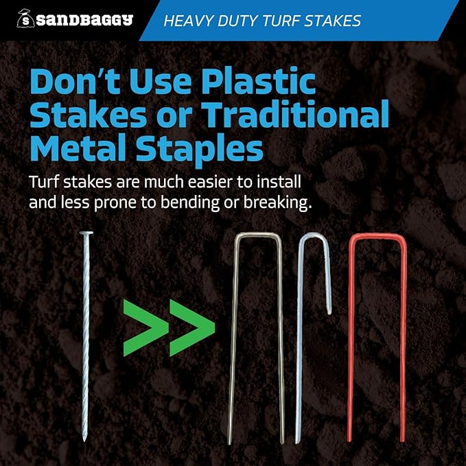 Sandbaggy 8" Heavy Duty Galvanized Artificial Turf Stakes - Spiral Landscape Nails - Ground Spikes/Pins - Synthetic Grass, Lawn, Edging, Weed Barrier Fabric, Garden (8 inch - Heavy Duty, 225, Count)
