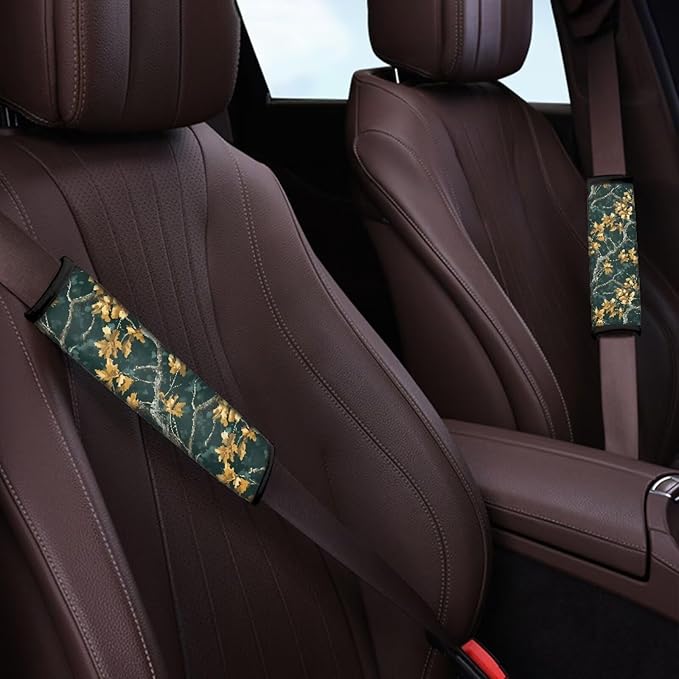 AFPANQZ Branch Print Seat Belt Pad Cushion 2 Pack Soft Auto Vehicle Safety Seatbelt Pads Cushion Automotive Accessories Comfortable Driving Pads Laptop Bag Straps Pad