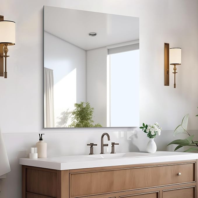 Frameless Mirror, 30x36 inch Rectangle Bathroom Mirror for Wall, Upgraded Shatterproof Vanity Mirror with Polished Edge for Bathroom,Bedroom,Living Room and Entryway