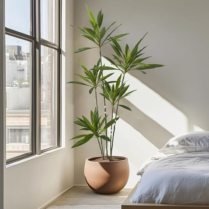 Artificial Cordyline Plant, 6 Ft Tall Green Leaves, 5 Stems with Pot, Indoor Decorative Tree(Green)