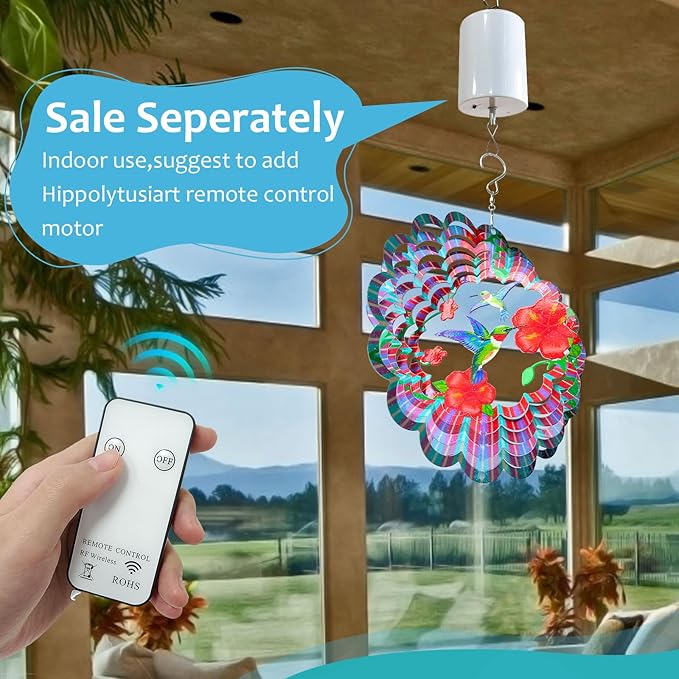 Hummingbird Wind Spinners Outdoor,6in Mandala Wind Spinner Hummingbird Gift for Women Men,Wind Spinner for Yard and Garden,Wind Sculpture for Yard Art Decorations,Christmas Decoration