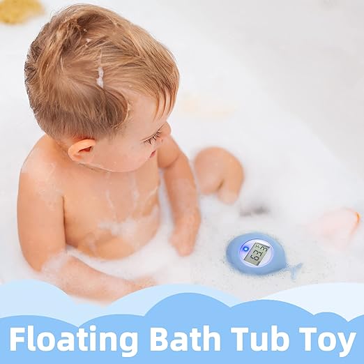 Baby Bath Tub Thermometer for Infant, Bathtub Water Temperature Room Thermometer, Safety Floating Bathing Toy, Newborn Essentials, Gifts for Moms Infant - New Upgraded Waterproof
