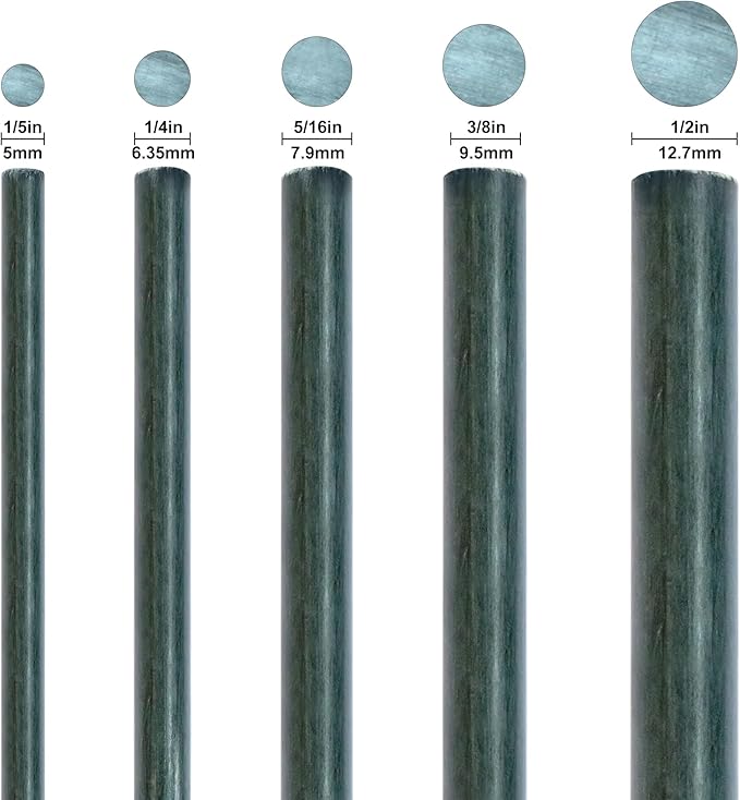 Garden Stakes 5/16" Dia, 5 FT FRP Plant Supporting Stakes for Climbing Tomato Cucumber Strawberry Bean Tree, Pack of 20, Dark Green