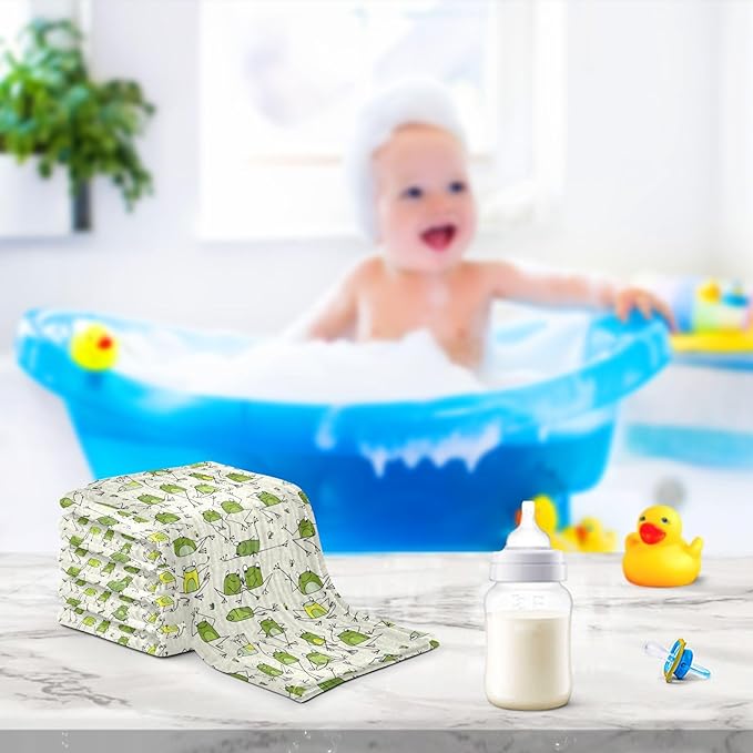 vvfelixl Baby Cotton Washcloths Funny Frogs Infants Bath Towel for Unisex Face Towels for Newborn, Natural Baby Wipes Delicate Skin, 11.8 X 11.8 inch, one sizex3