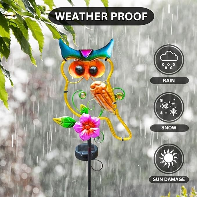 Owl Decorative Solar Light Garden Decor Landscape Path Lights for Outside Yard Patio 41.5" Waterproof Pathway Lawn Art Outdoor Figurine Light Solar Powered Garden Stakes Birthday Present Gift