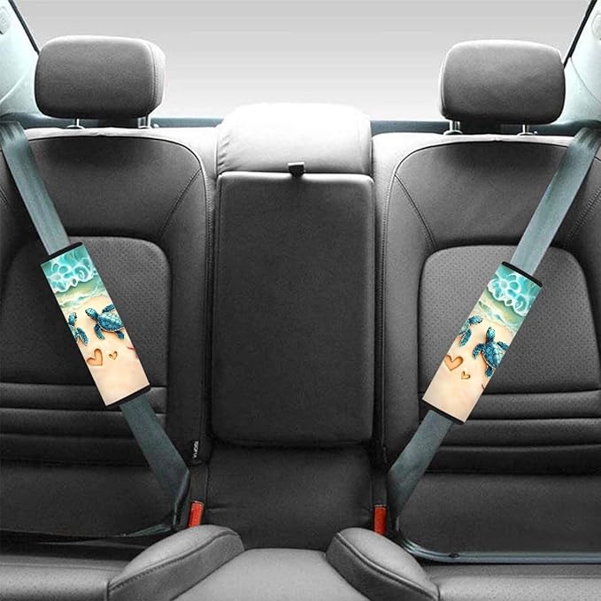 Sea Turtle Automotive Seat Belt Pads Sea Turtle Safety Belt Strap Shoulder Pad Universal Safety Strap Cover for Auto SUV Truck Airplane Backpack 2 Packs Car Seat Belt Cover Pad