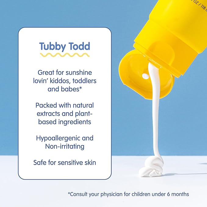 Tubby Todd Face and Body Mineral Sunscreen Kit for Baby, Toddler and Kids - Sunscreen 4 Fl Oz and Sunstick 0.5 Oz Duo Bundle - Fragrance-Free