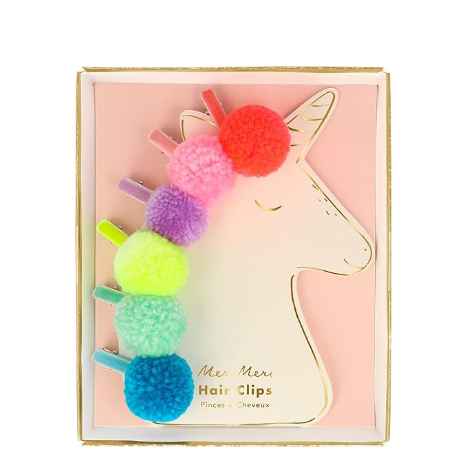 Meri Meri Pompom Unicorn Hair Clips (Pack of 6)