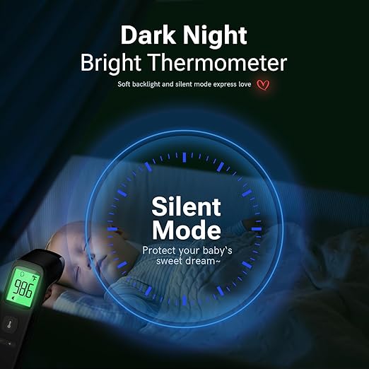 Forehead Thermometer for Adults and Kids, Fast Accurate Thermometer with Fever Alarm, 1S Reading & Silent Mode, Easy to Use for Baby, Kids & Elderly (Black)