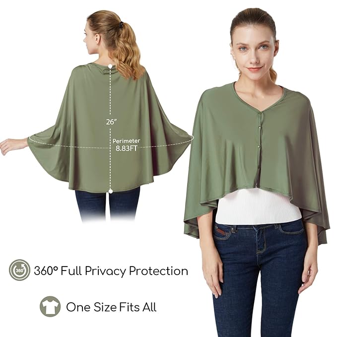 Nursing Cover & Baby Nursing Poncho,Multi Use Breastfeeding Cover for CarSeat Canopy, High Seat Cover, Stroller Cover, Shopping Cart Cover,Nursing Scarf for Boy and Girl by Kefee Kol (Green)