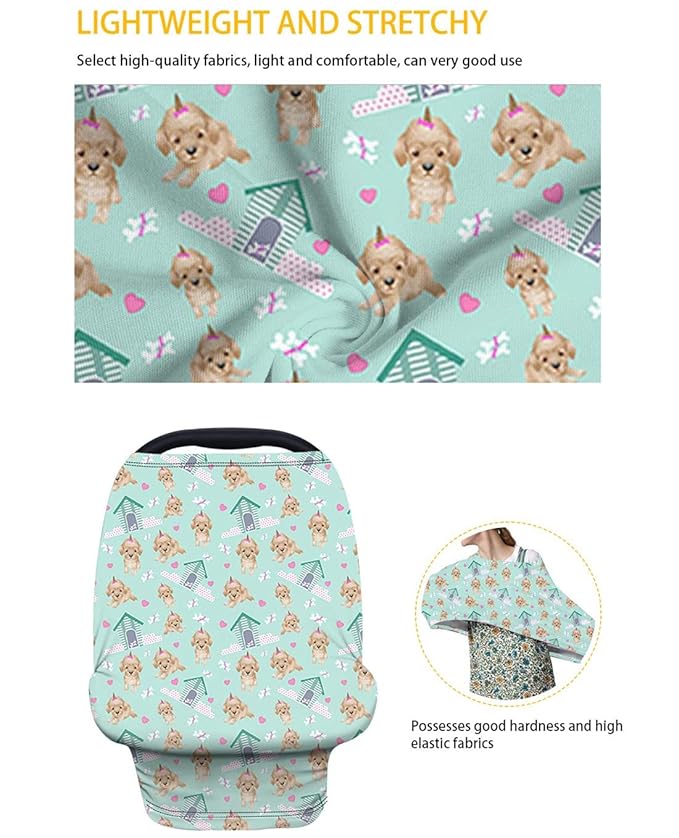 KIDVOVOU Colorful Cow Printed Car Seat Covers for Babies - Multi- use Nursing Carseat Canopy, Breastfeeding Covers, Baby Gifts for Boys and Girls