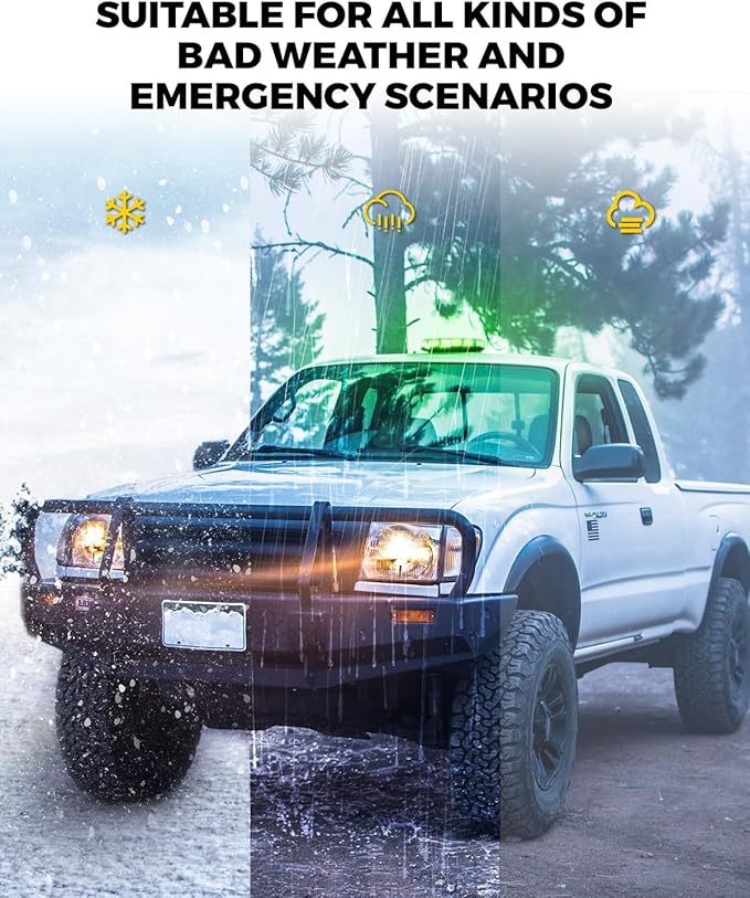 Xprite Upgraded 12" 72LED Rooftop Mini Strobe Lights, Emergency Safety Flashing Beacon Light Bar with Magnetic Base for 12V-24V Construction Vehicles, Trucks, Snow Plow, Postal Car (Green)