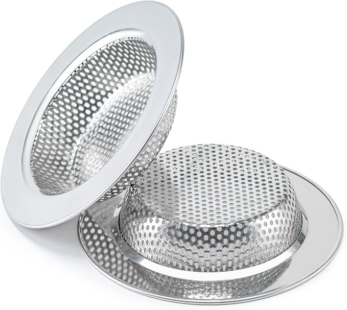 2 Pcs Sink Strainer for Most Kitchen Sink Drain Basket, Upgraded Double-Layer